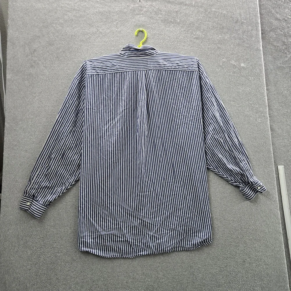 Ralph Lauren Men Button Up Shirt 5X BIG Blue Embroidered Striped Blake